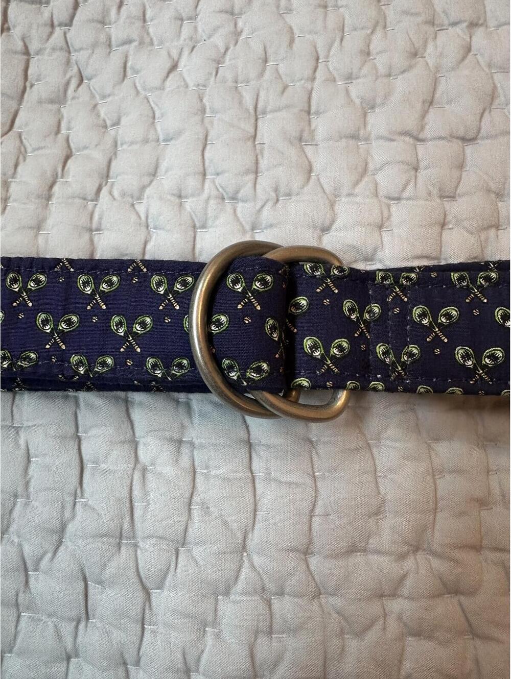 Small (30 to 32) Sero belt navy tennis rackets double D-rings